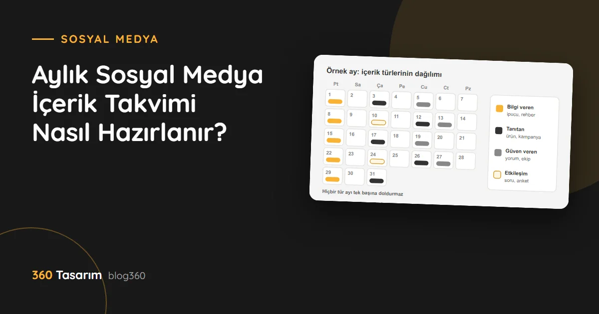Aylık sosyal medya içerik takvimi örneği